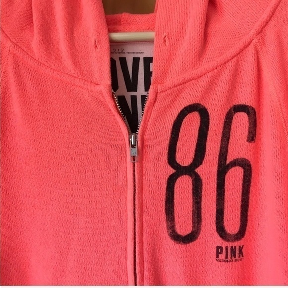𝅺Victoria’s Secret neon LOVE PINK zip front hoodie size small - Picture 4 of 10